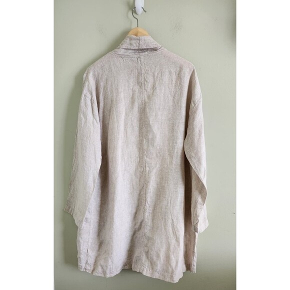 Tahari women's 100% Linen white Tunic open front jacket coat Size large - Picture 3 of 6
